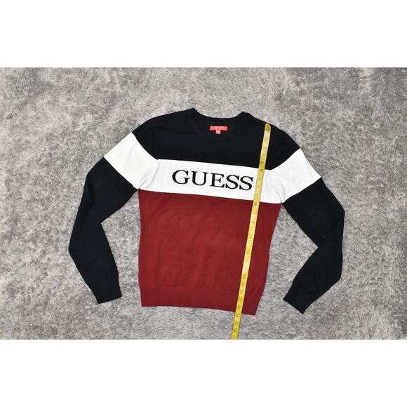 GUESS Red Crew Neck Pullover Sweater Cotton Blend XL Women Long Sleeve - Picture 7 of 7